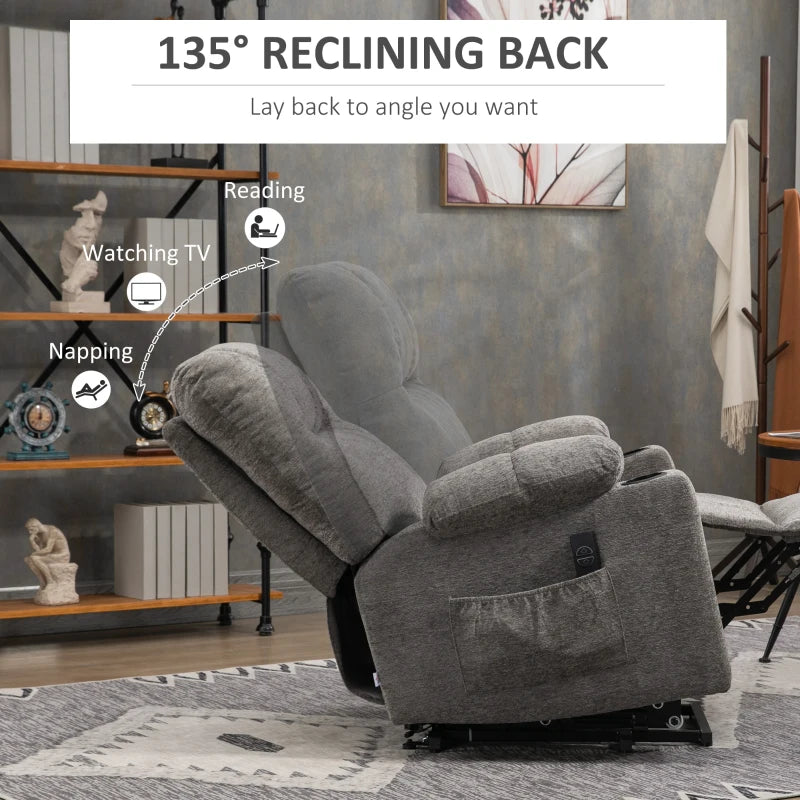 Electric Riser Recliner Chair for Elderly with Remote Control - Comfortable Power Lift Chair in Grey