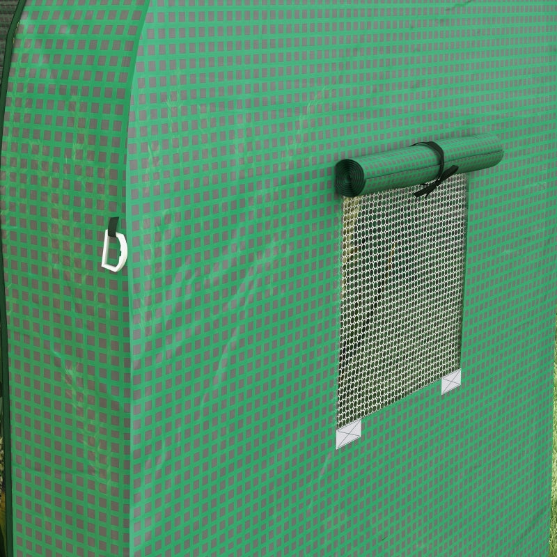 Green Tomato Growhouse with Roll-up Doors and Mesh Windows, Portable Indoor/Outdoor Greenhouse, 185 x 94 x 150cm