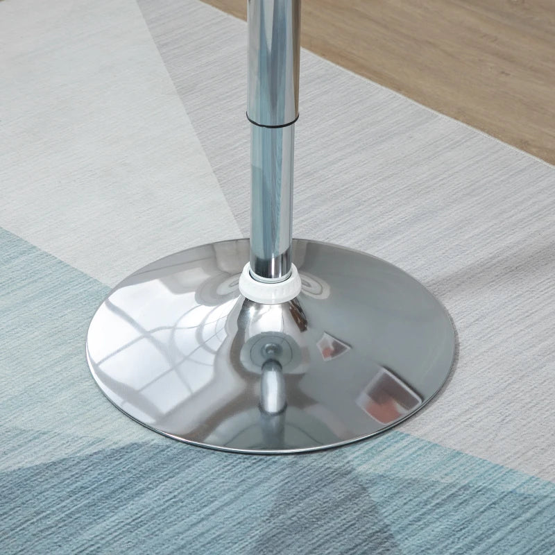 Modern Adjustable Height Round Bar Table - Swivel Bistro Desk with White Painted Top & Silver Steel Legs for Home Pub