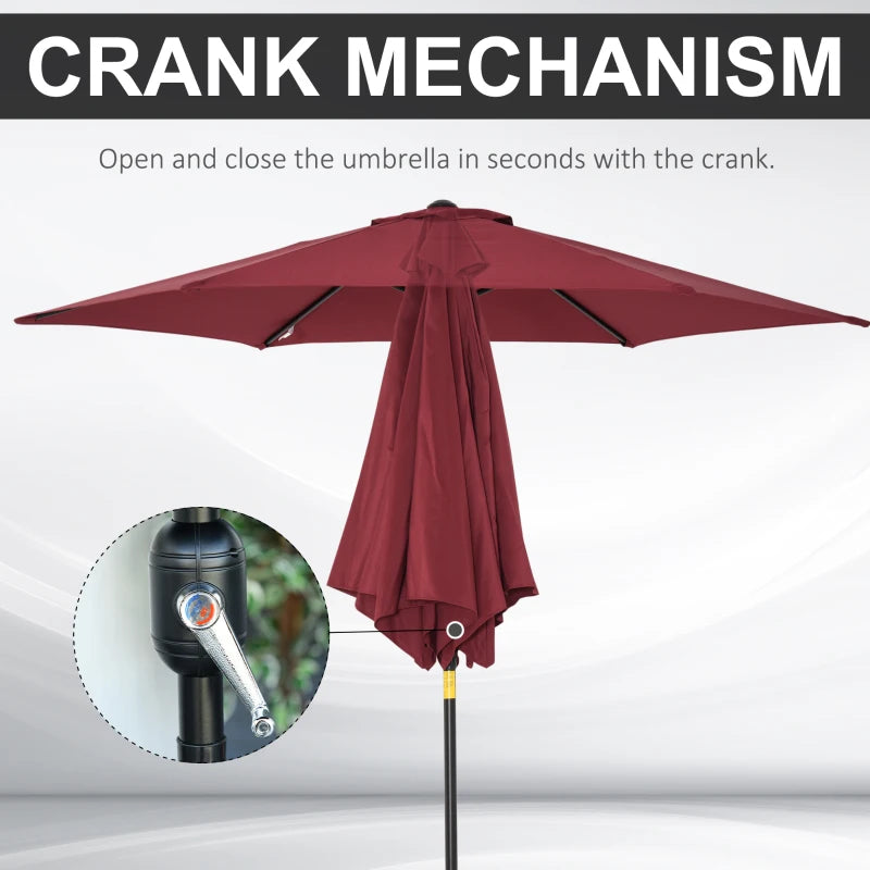 Red 2.7M Tilt Crank Garden Parasol Umbrella