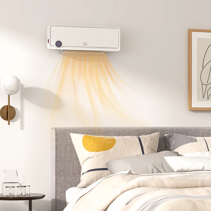 Electric Wall Downflow Heater 2000W with Timer Remote Oscillation for Home Office Bedroom