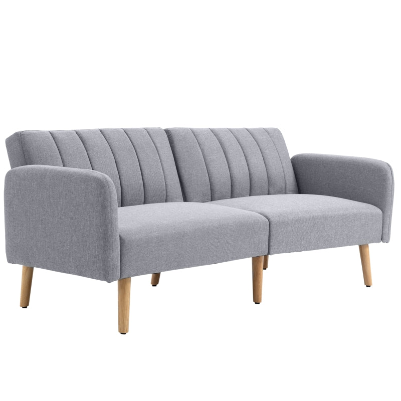 Light Grey Three-Seater Sofa Bed with Split Back Design for Versatile Comfort and Style