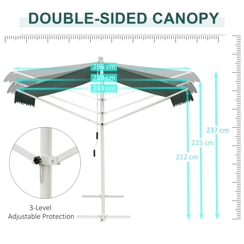 Green 300cm x 300cm Double Sided Free Standing Awning Canopy