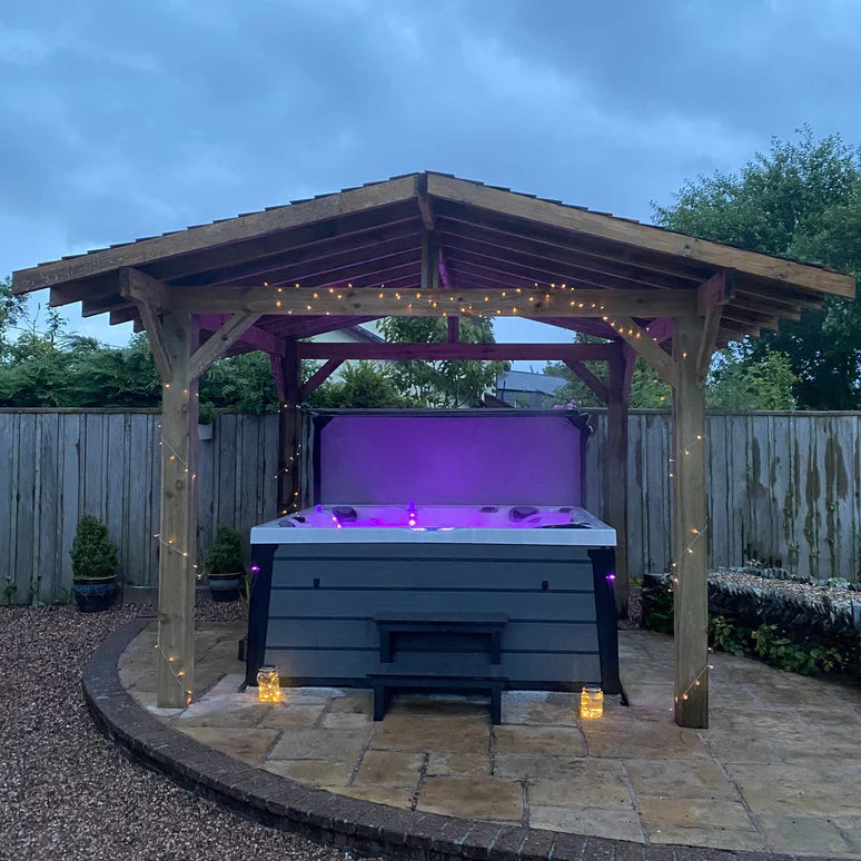 Ruby Wooden Apex Gazebo with Treated Featheredge Roof & Overhang - Premium Garden Gazebo