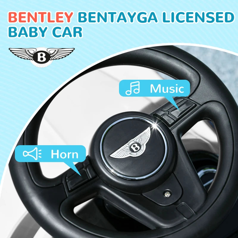 Licensed Bentley Bentayga 3-in-1 Baby Push Ride On Car with Canopy and Music White