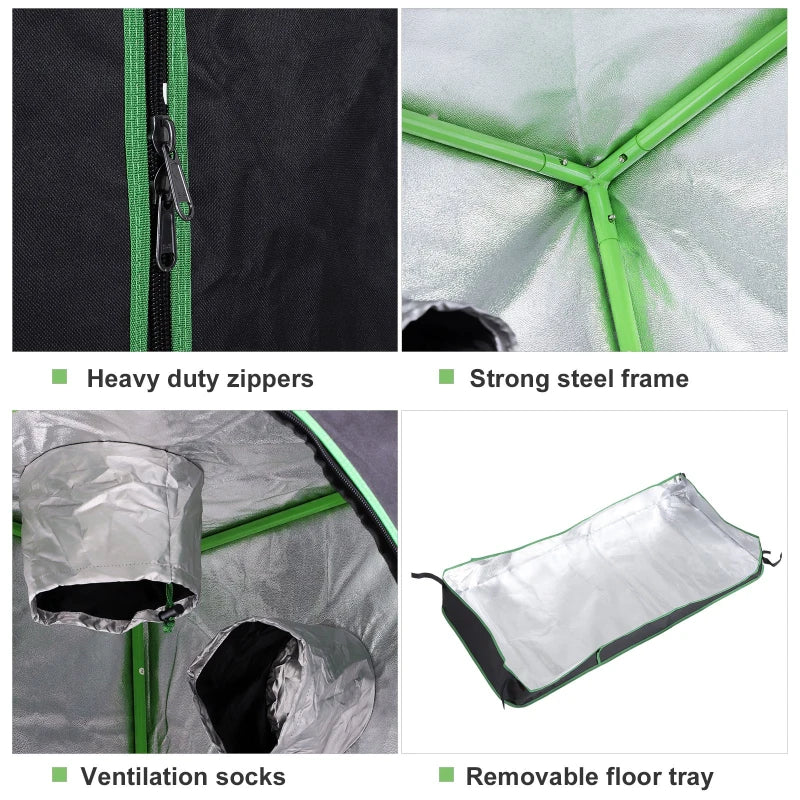 Indoor Hydroponic Grow Tent - Black, 120x60x150cm