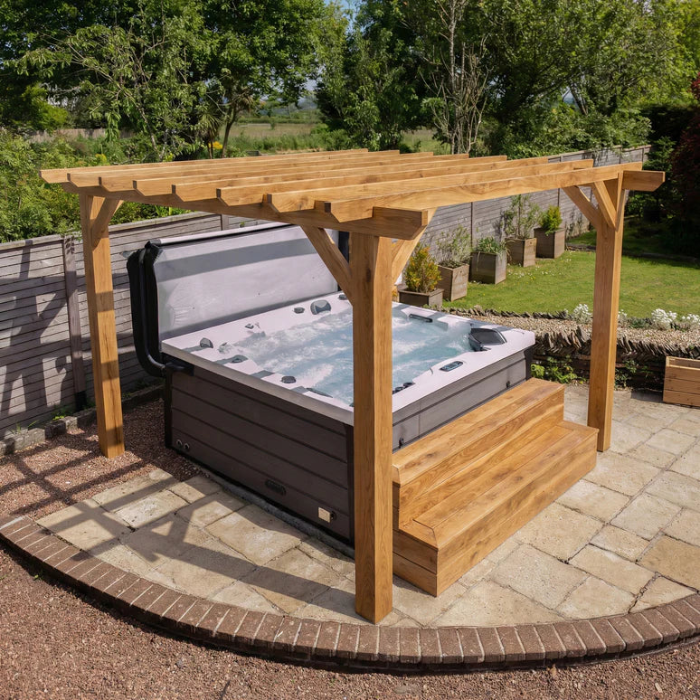 Ruby Oak Flat Roof Pergola with Open Roof Design