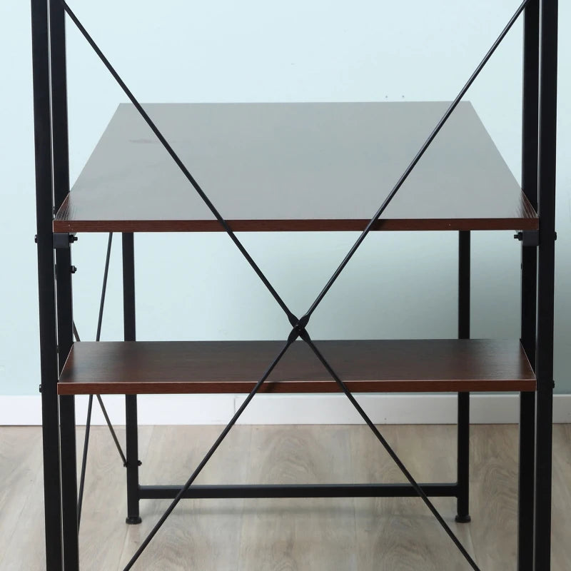 Industrial Reversible Computer Desk with Storage Shelves - Home Office Writing Desk, Easy Assembly, Walnut & Black, 120x64x121cm