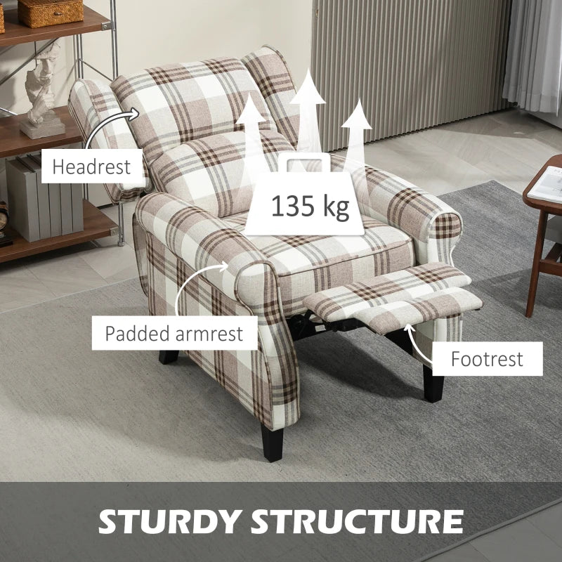 Brown Reclining Armchair with Footrest - 160° Adjustable Comfort for Relaxation