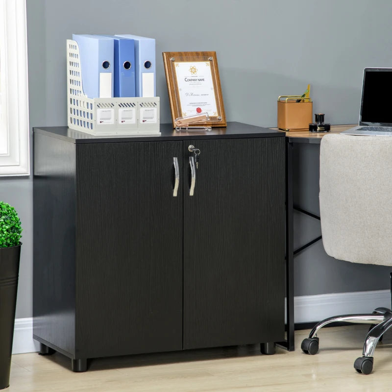 Vinsetto Two-Tier Locking Office Storage Cabinet - Stylish Black Organizer for Secure Document and Supply Storage