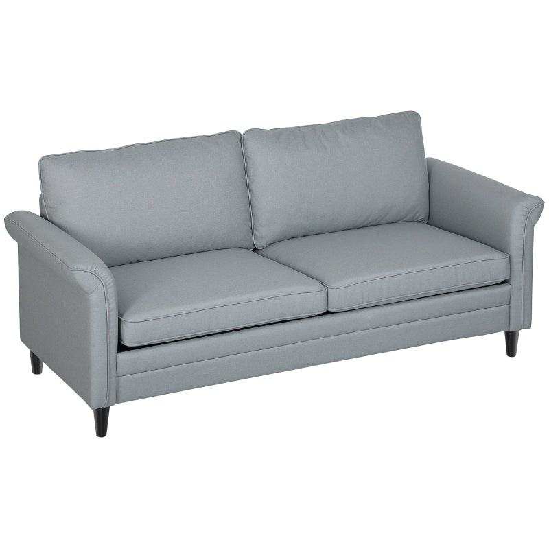Modern 3-Seater Fabric Sofa with Spring Cushions and Rubber Wood Legs for Living Room or Bedroom