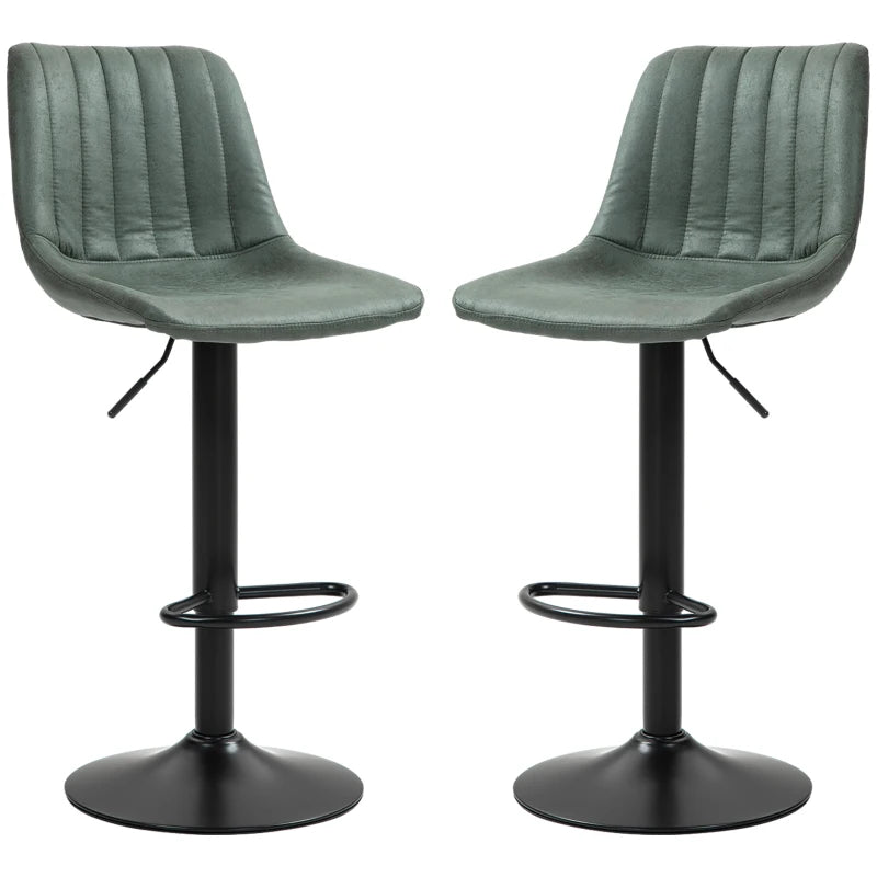 Set of Two Vintage Green Tub Bar Stools for Kitchen or Dining Room