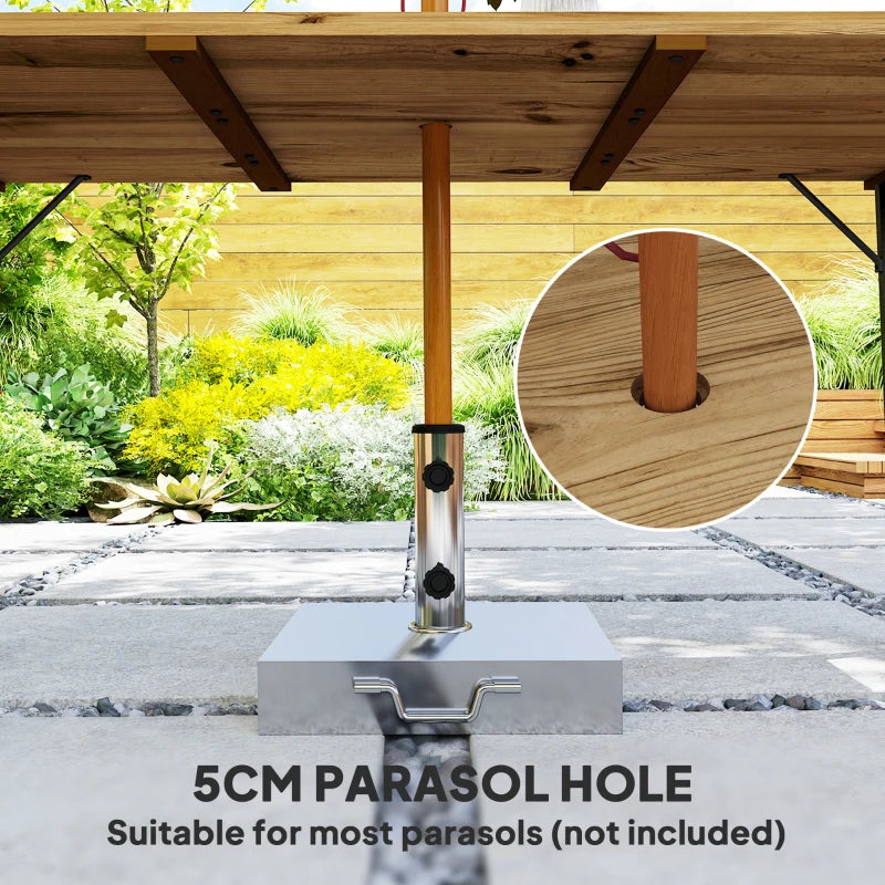 Large Outdoor Dining Table for 6 - 175x80 cm Fir Wood with Parasol Hole, Brown