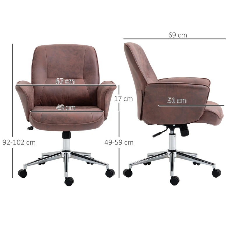 Vinsetto Red Office Chair - Ergonomic Swivel Desk Chair with Armrests & Rolling Wheels for Home & Work