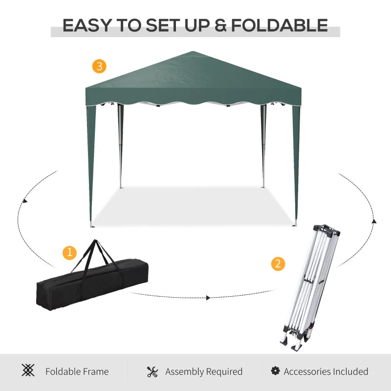 Green Adjustable Height Pop-Up Gazebo with Bag