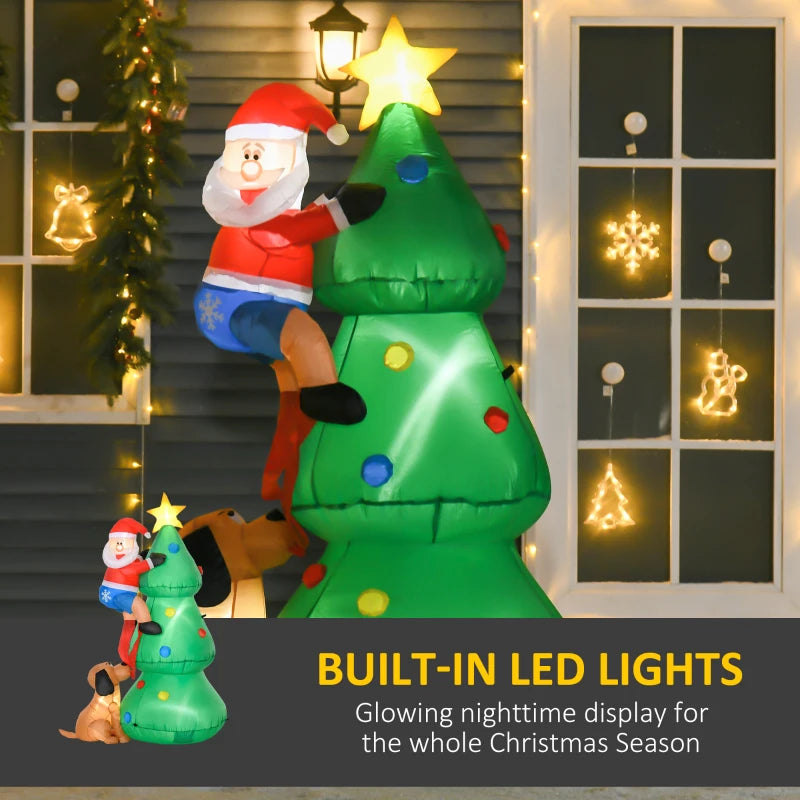 6ft Inflatable Christmas Tree with LED Lights & Santa Dog - Perfect Indoor Outdoor Holiday Decoration for Garden & Lawn Parties