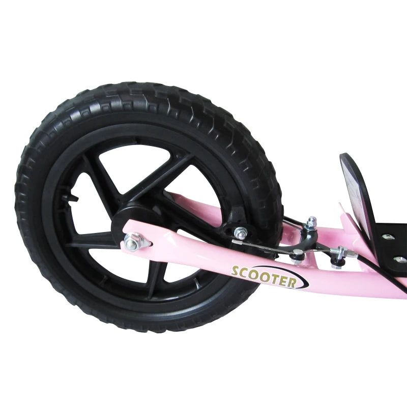 Pink Kids Kick Scooter with 12" EVA Tyres, Big Wheels & Rear Brake - Perfect for Ages 5-12