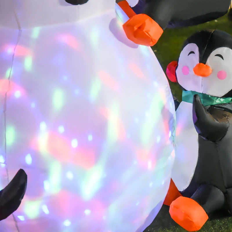 6ft Inflatable Christmas Snowman with 3 Penguins - LED Holiday Outdoor Yard Decoration for Festive Xmas Decor
