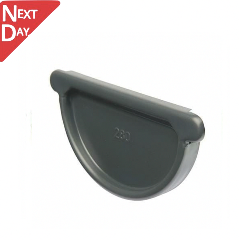 115mm Half Round Anthracite Grey Galvanised Steel Gutter Stop End