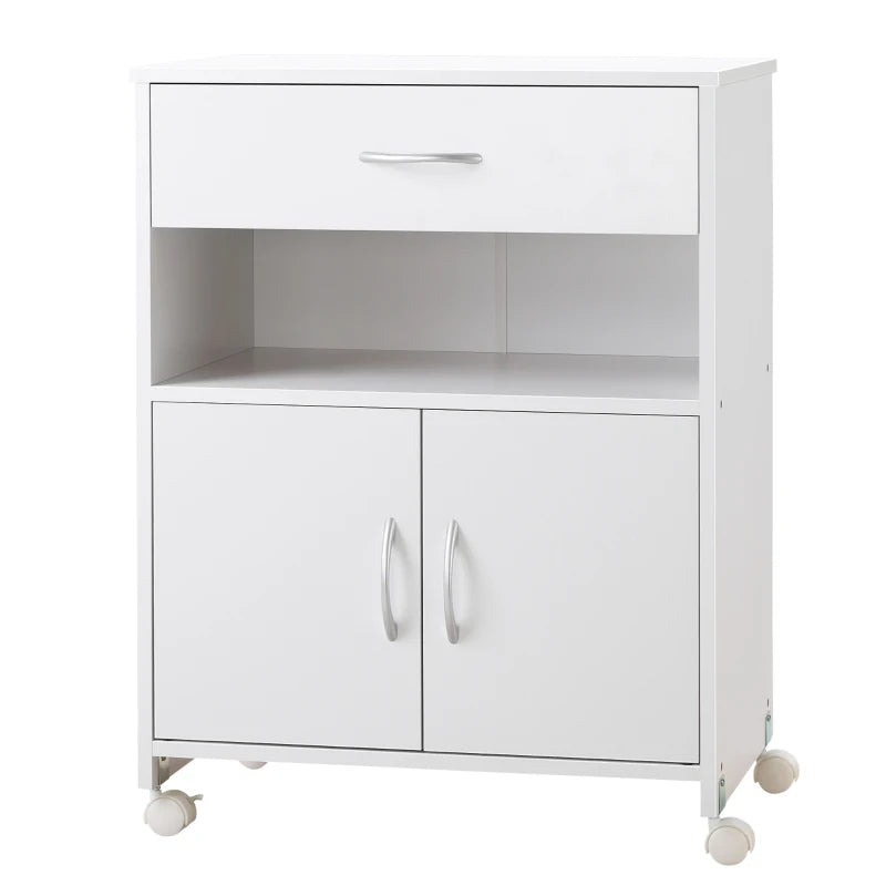 Vinsetto Mobile Printer Stand with Storage Drawer & Open Shelf - Home Office Cabinet, 60cm x 39cm x 80cm, White