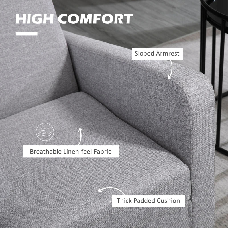 Modern Upholstered Accent Chairs with Rubber Wood Legs - Stylish Armchairs for Living Room and Bedroom in Light Grey