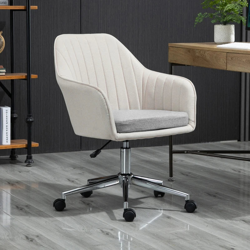 Vinsetto Beige Home Office Chair - Comfortable Swivel Desk Chair with Golden Base, Stylish Vanity Chair for Teens & Adults