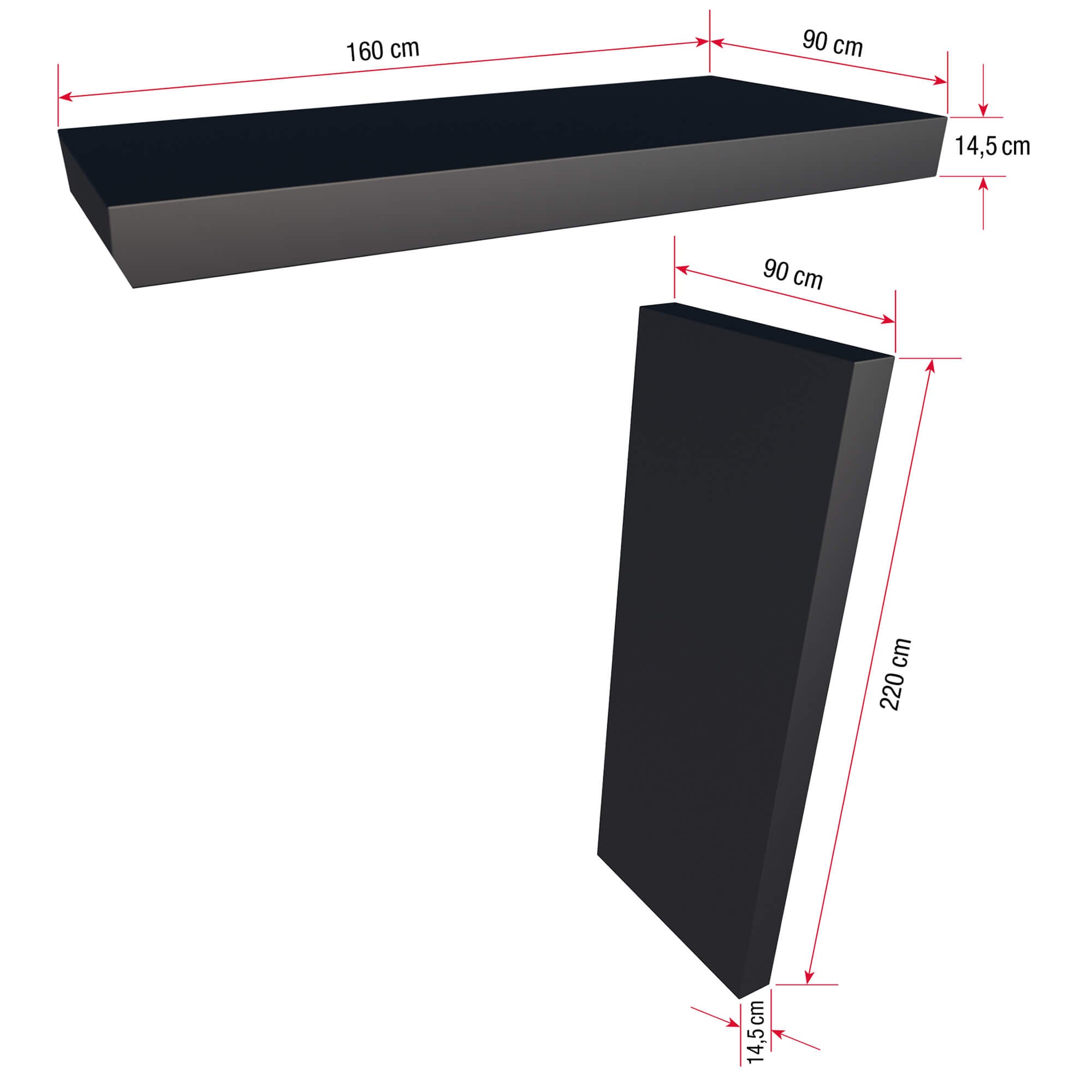 160x90cm Aluminium Canopy With LED Light Strip & Side Panel - Anthracite Grey (Left or Right)