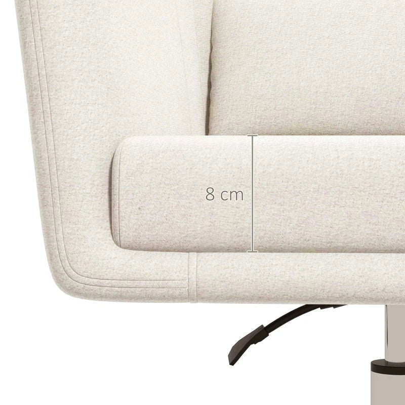 Modern Cream White Accent Chair with Swivel Base & Adjustable Height Arms, Cozy Pillow for Living Room & Bedroom