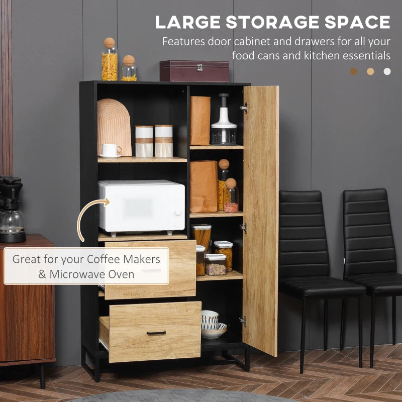 Tall Kitchen Cupboard - Freestanding Pantry Cabinet with Adjustable Shelves, Drawers & Soft Close Door - 160cm Storage Solution