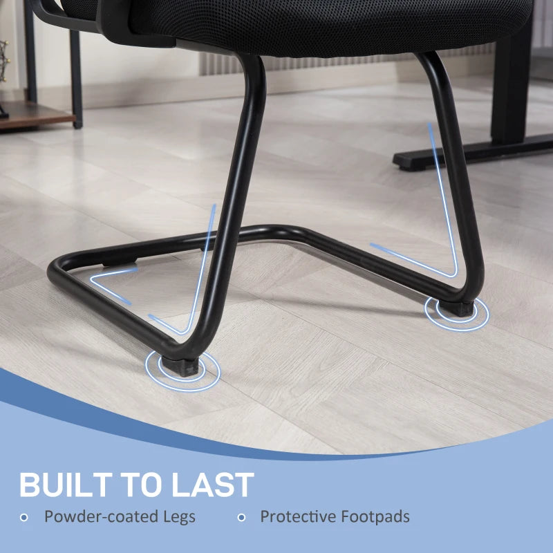 Ergonomic Padded Office Chair with Sled Base for Home Conference Room and Waiting Areas Black
