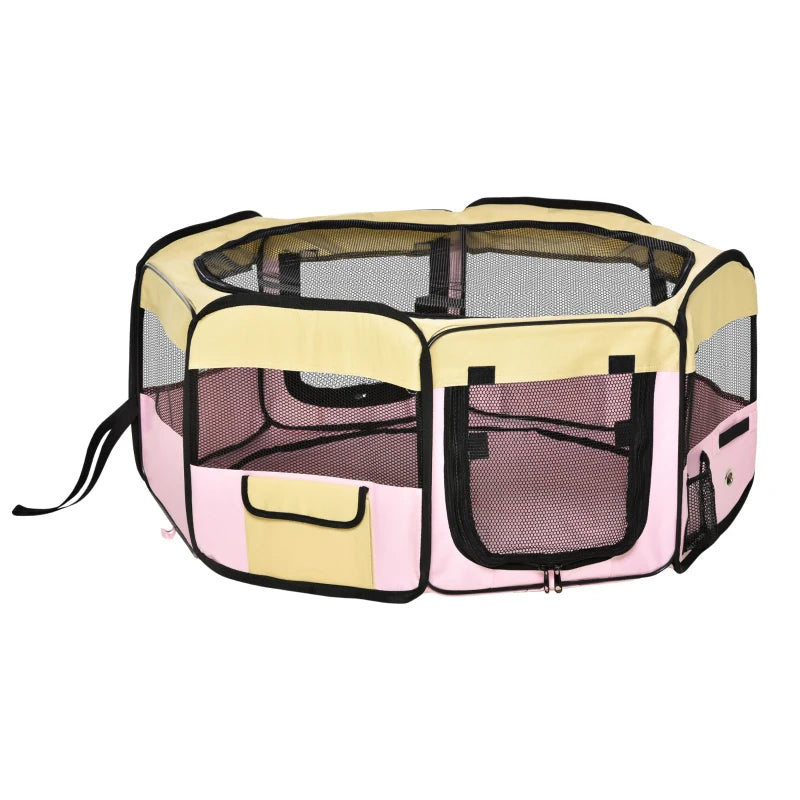 Pink Fabric Pet Whelping Box & Playpen for Dogs, Cats, Puppies, Rabbits, Guinea Pigs - Includes Carry Bag, 90x41cm
