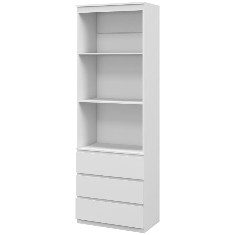 Elegant 180cm Tall White Bookcase with Shelves and Drawers - Perfect for Home or Office Storage