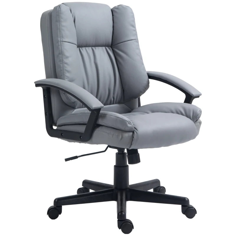 Light Grey Mid Back Executive Office Chair - Adjustable Height, Swivel Rolling Wheels, Perfect for Home Study & Computer Desk