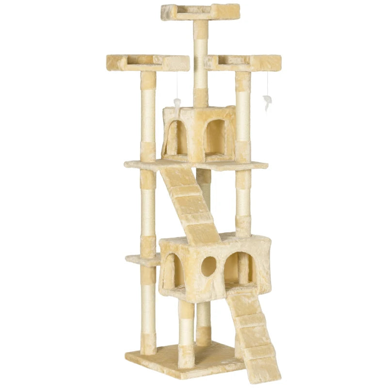 Deluxe Cat Tree Scratching House - Multi-Level Activity Play Centre for Cats with Cozy Hideouts and Scratching Posts