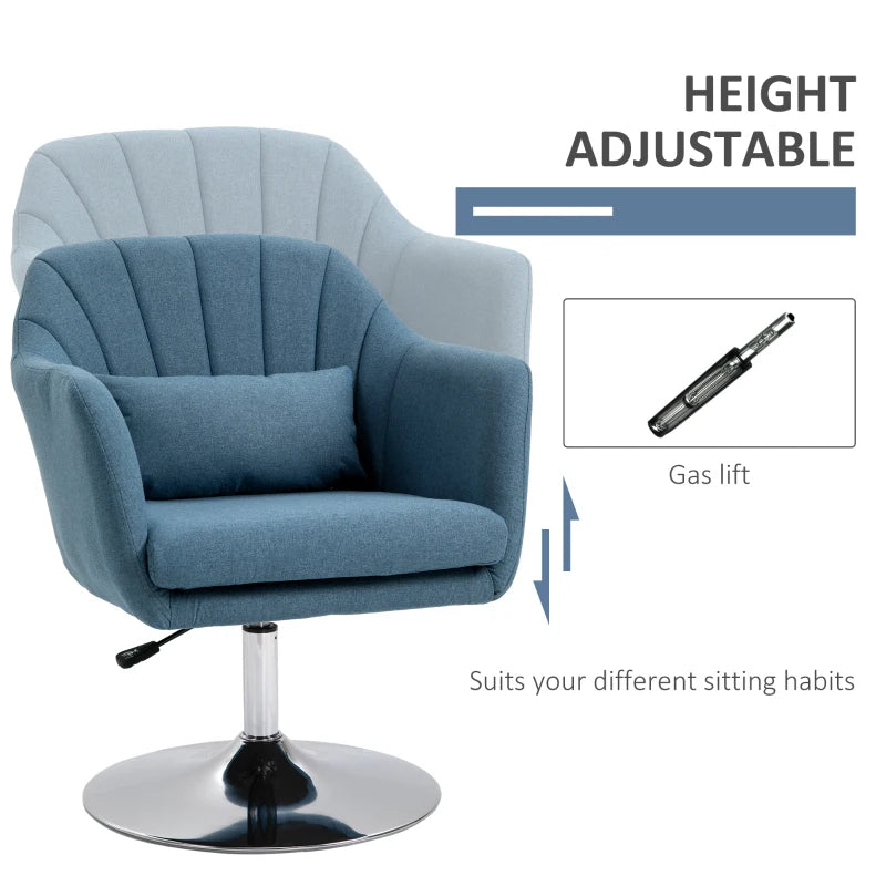 Contemporary Swivel Linen Fabric Accent Chair with Adjustable Height and Lumbar Support for Living Room or Office