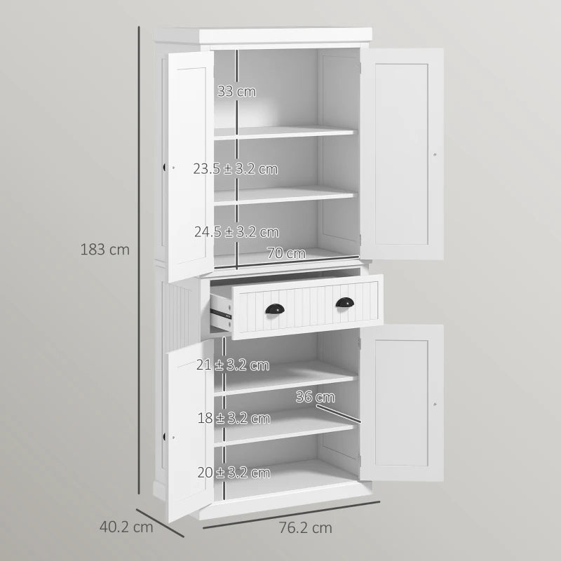 Freestanding Multi-Storage Kitchen Cabinet in White - Stylish & Functional Organizer for Home & Kitchen Storage Solutions