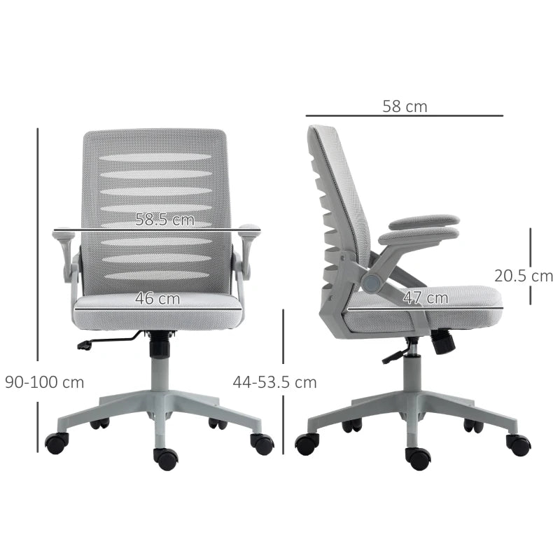 Vinsetto Adjustable Height Work Chair 44-53.5cm, Ergonomic Mesh Back Office Chair, Grey - Perfect for Home & Office