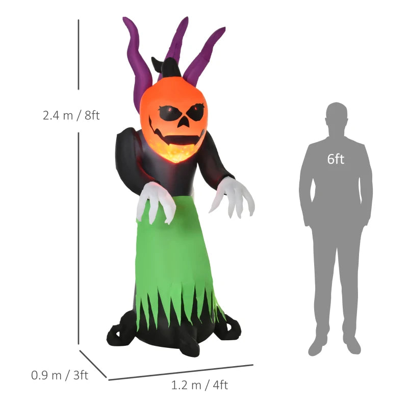 Halloween Inflatable Pumpkin Ghost with LED Lights - Scary Ghoul Outdoor Decor for Kids Party Theme Display