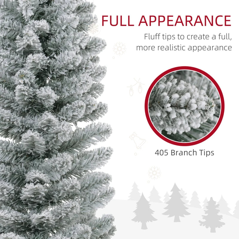 7ft Snowy Pencil Christmas Tree - Elegant White Artificial Holiday Decor for Festive Home Decoration