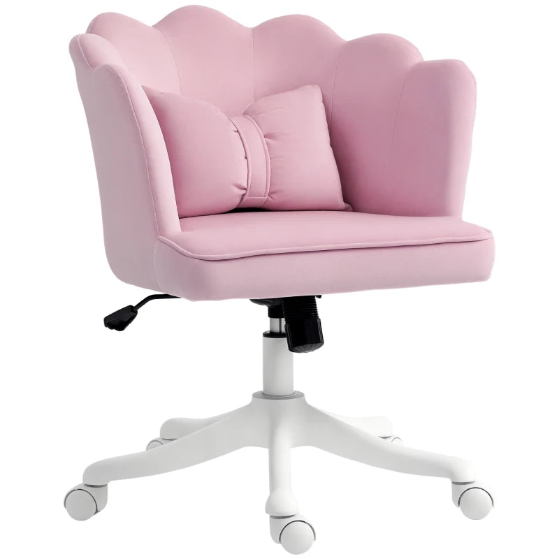 Velvet-Feel Pink Petal Back Office Chair - Stylish Ergonomic Design for Home & Office - Comfortable Seating Solution