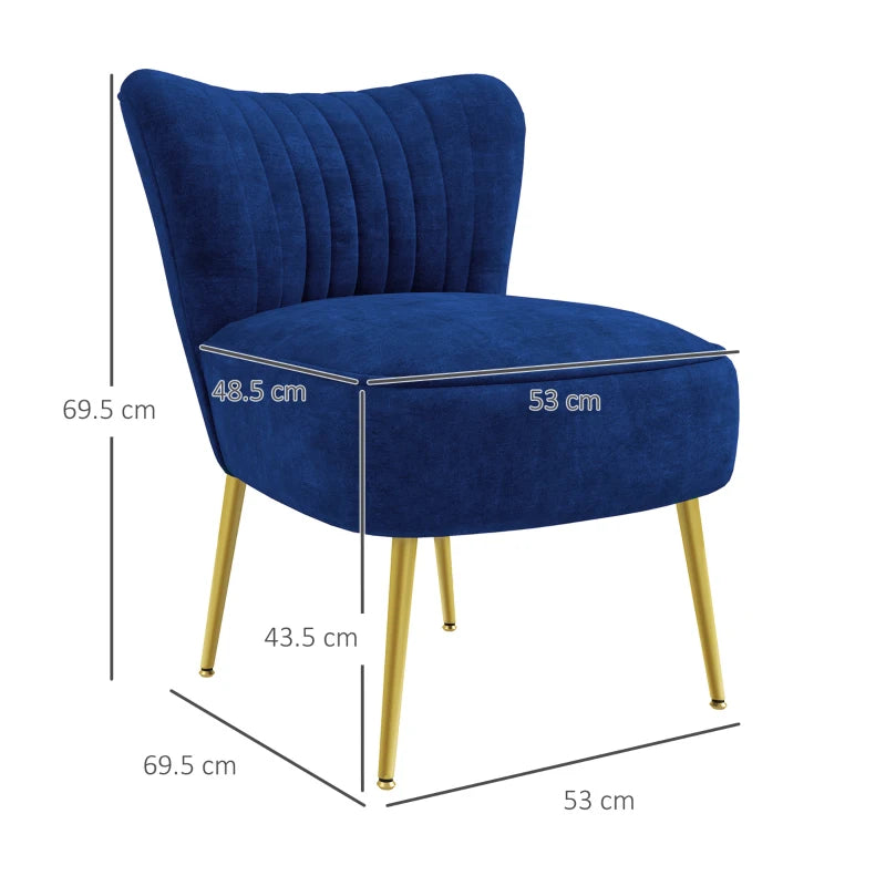 Velvet-Feel Dark Blue Tub Accent Chair for Stylish Living Room Decor
