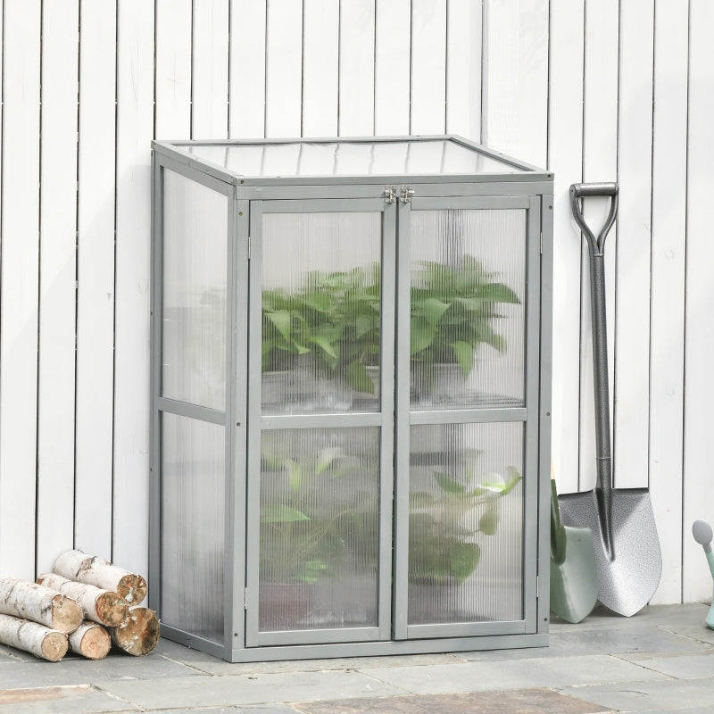 Wooden Greenhouse Grow House with Adjustable Shelf, Light Grey