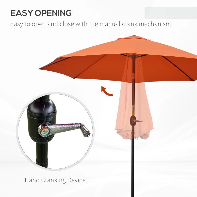 Orange 2.6M Patio Sun Umbrella with Tilt Shade and Crank