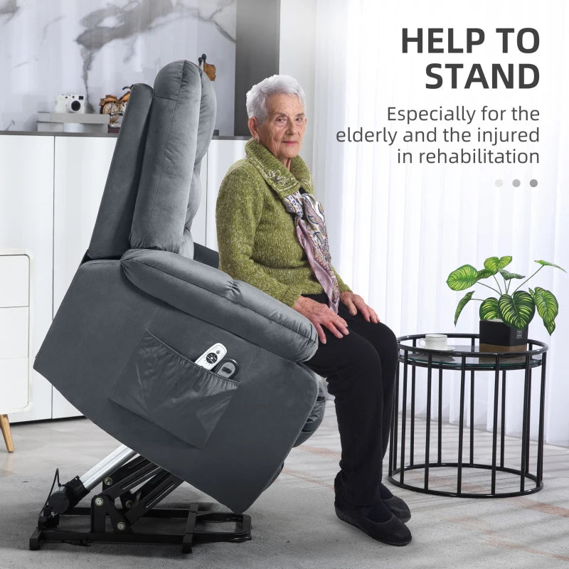 Eight-Point Massage Armchair with Heat and Reclining Backrest in Grey for Ultimate Comfort
