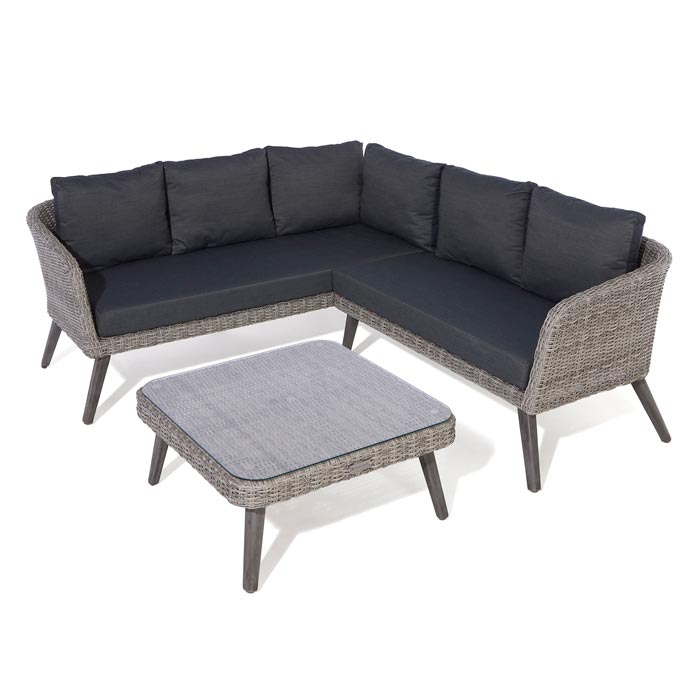 2 Piece Rattan Corner Sofa Set With Table