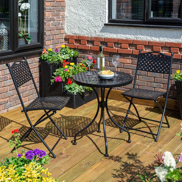 Outdoor Black Bistro Set - 3 Pieces