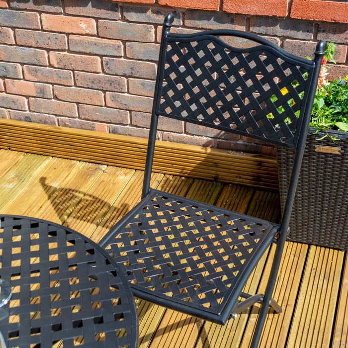 Outdoor Black Bistro Set - 3 Pieces