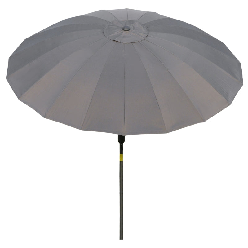 Grey 2.5m Garden Parasol Umbrella with Crank & Tilt, Outdoor Sun Shade