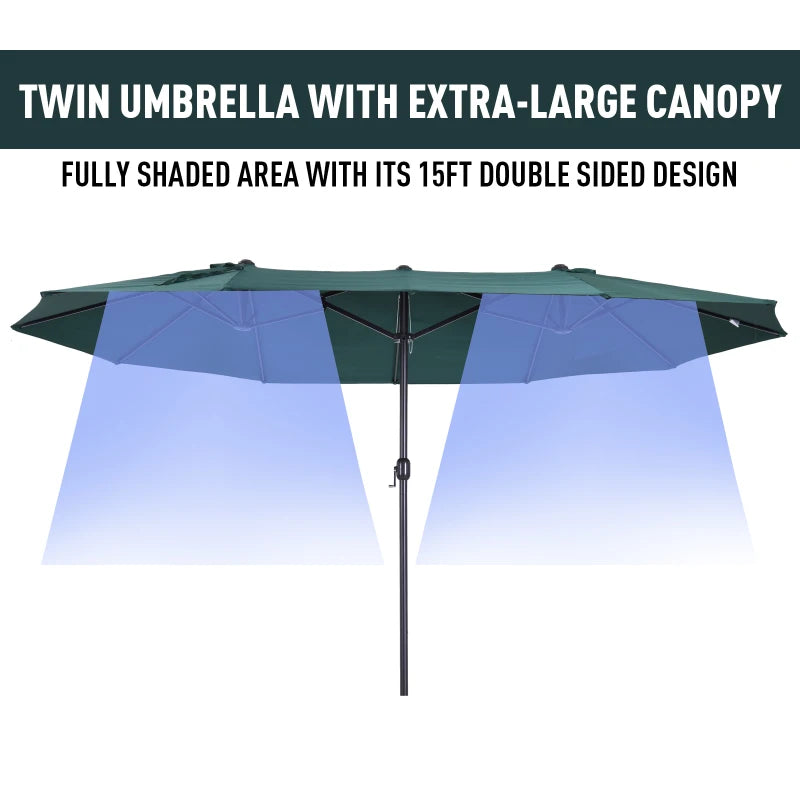 Green Double-Sided 4.6m Garden Sun Umbrella