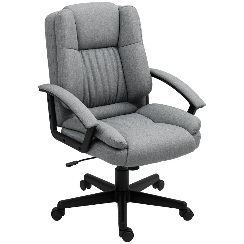 Linen Look Padded Office Chair in Grey for Comfortable Home Office Seating